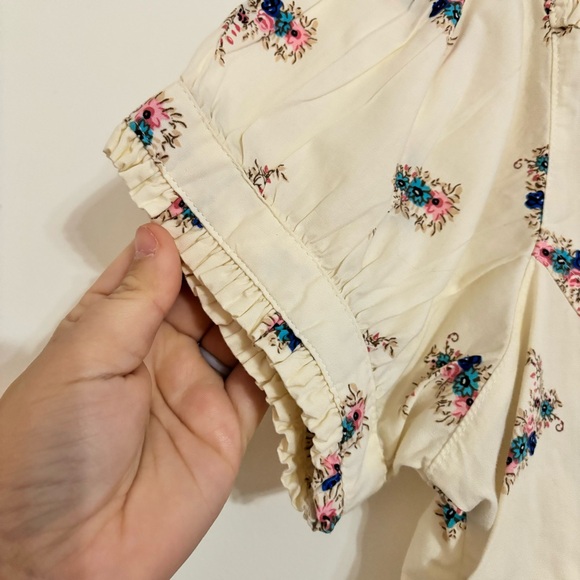 Women’s Wrangler Floral Ruched Cream/White Western Button Up Blouse Size L - Picture 5 of 10